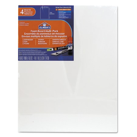 White Pre-Cut Foam Board Multi-Packs, 11 X 14, PK4